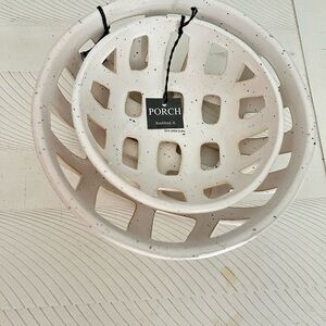 NEW Porch stoneware White Decorative Bowls /fruit washing bowl